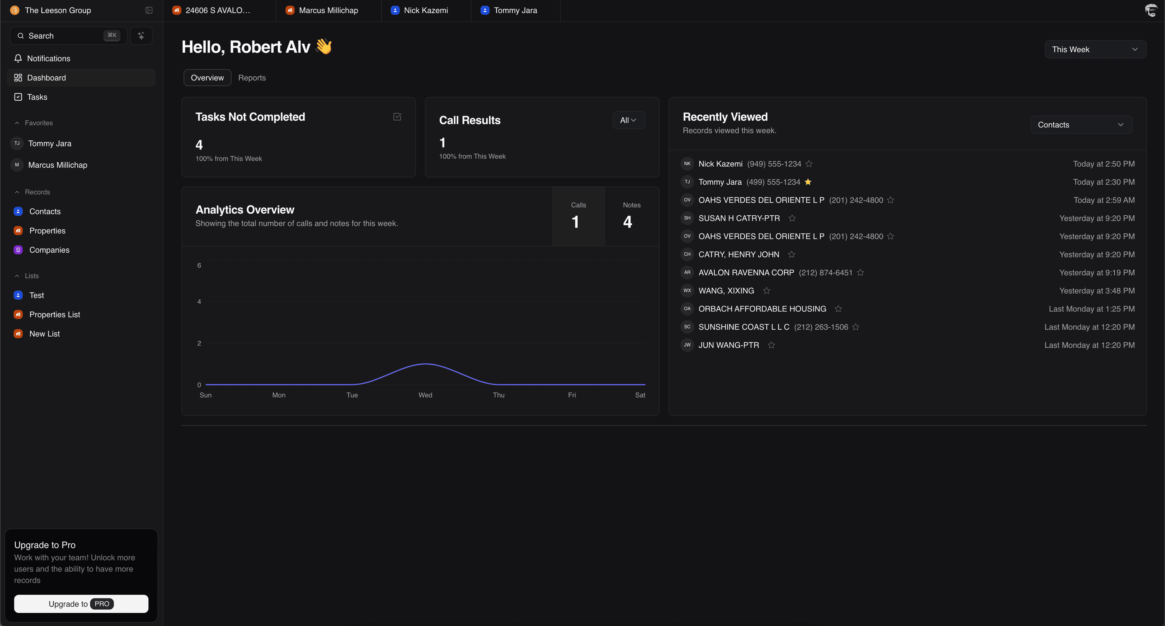 Streamline product interface showing Dashboard