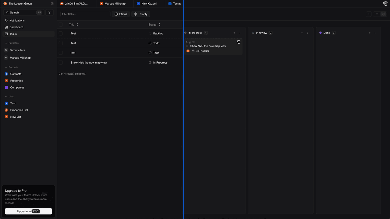 Streamline product interface showing Tasks Split